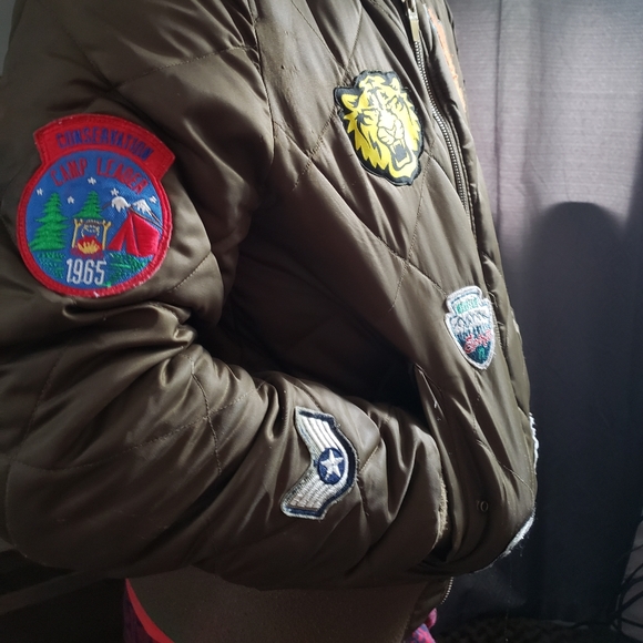 Zara Man Bomber Jacket with Patches - Picture 1 of 5